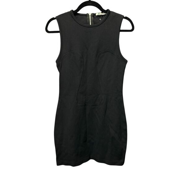 T by Alexander Wang Black Sleeveless Bodycon Dress Size M Ribbed Detailing - Picture 6 of 12